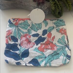 TALULAH Tropical Floral Two Sided Zippered Oil Cloth Cosmetic Bag - NWT